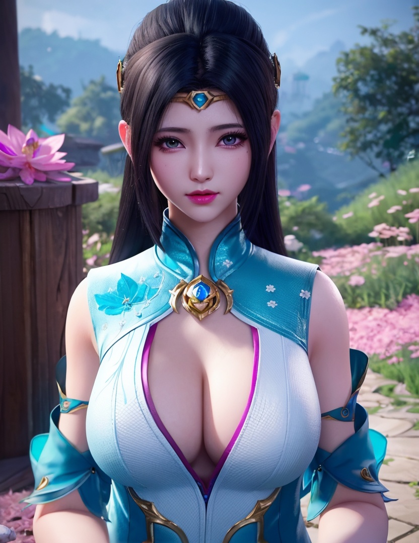 <lora:524-DA-大主宰-苏宣儿:0.8>(,1girl, ,best quality, ),looking at viewer,  ,ultra detailed background,ultra detailed background,ultra realistic 8k cg,, ,masterpiece, (( , )),, , , spirit blossom \(league of legends\),   ,   (cleavage), (), ,,