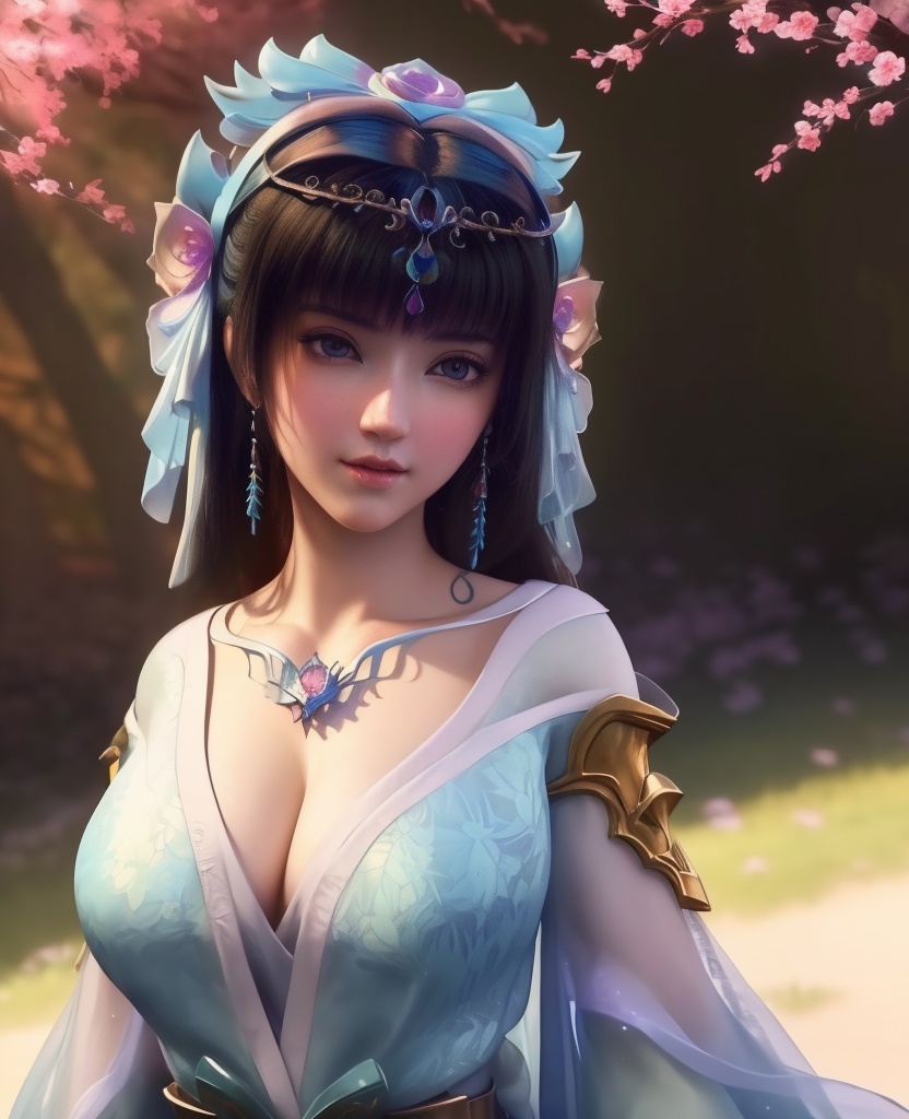 <lora:568-DA-星辰变-姜妍:0.8>(,1girl, ,best quality, ),looking at viewer,,anime,(masterpiece, top quality, best quality, official art, beautiful and aesthetic:1.2), (1girl)	, , (cleavage),extreme detailed,(fractal art:1.3),colorful, flowers ,highest detailed,(by Jeremy Lipking)    (cleavage), (),