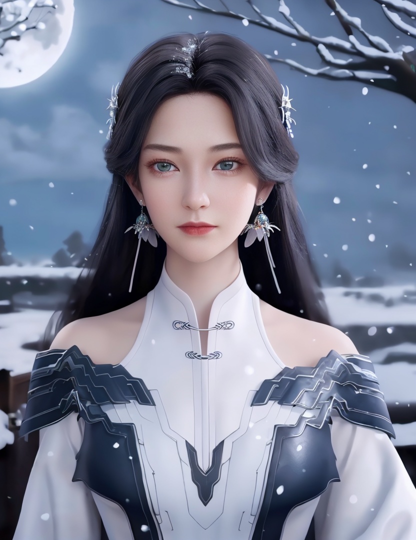 <lora:518-DA-遮天-李小曼:0.8>(,1girl, ,best quality, ),looking at viewer,  ultra realistic 8k cg, picture-perfect face,   clean, masterpiece,     cinematic lighting, cinematic bloom, fantasy,  , unreal, science fiction, ((,1girl, pov,))(((,tree, 1girl, full moon,snowing,snow ,solo,     solo focus,  long_hair, looking_at_viewer,  )))  (rich:1.4,)     prestige, luxury, jewelry, diamond, gold, pearl, gem, sapphire, ruby, emerald, intricate detail, delicate pattern, charming, alluring, seductive, erotic, enchanting, hair ornament, necklace, earrings, bracelet, ,