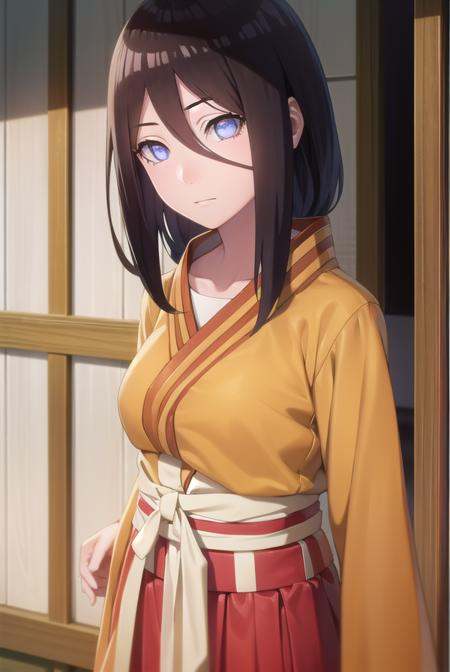 hanabihyuuga, <lora:hanabi hyuuga-lora-nochekaiser:1>,hanabi hyuuga, long hair, black hair, hair between eyes, white eyes, no pupils,BREAK skirt, long sleeves, japanese clothes, kimono, sandals, hakama, orange kimono, red hakama,BREAK outdoors, shrine,BREAK looking at viewer, (cowboy shot:1.5),BREAK <lyco:GoodHands-beta2:1>, (masterpiece:1.2), best quality, high resolution, unity 8k wallpaper, (illustration:0.8), (beautiful detailed eyes:1.6), extremely detailed face, perfect lighting, extremely detailed CG, (perfect hands, perfect anatomy),