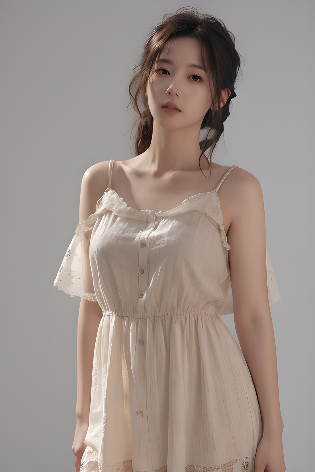 <lora:0806_05:0.7>,simple background,dress,, 1girl,realistic,masterpiece, best quality, photorealistic, HDR,detail