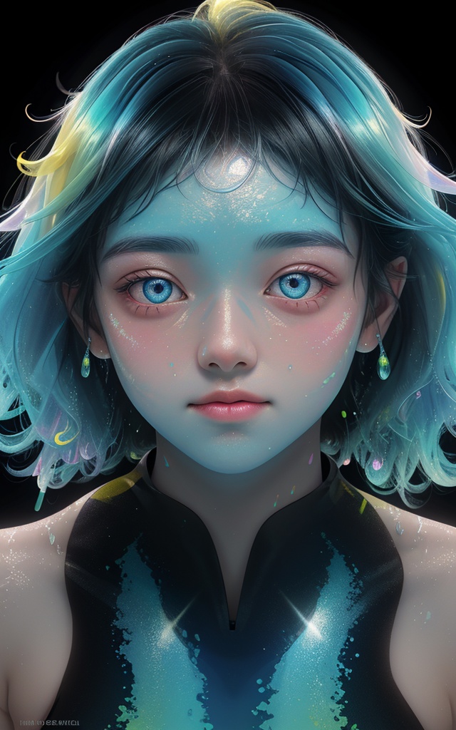 colorful,  girl swims underwater,  hyper detailed render style on Tensor.Art