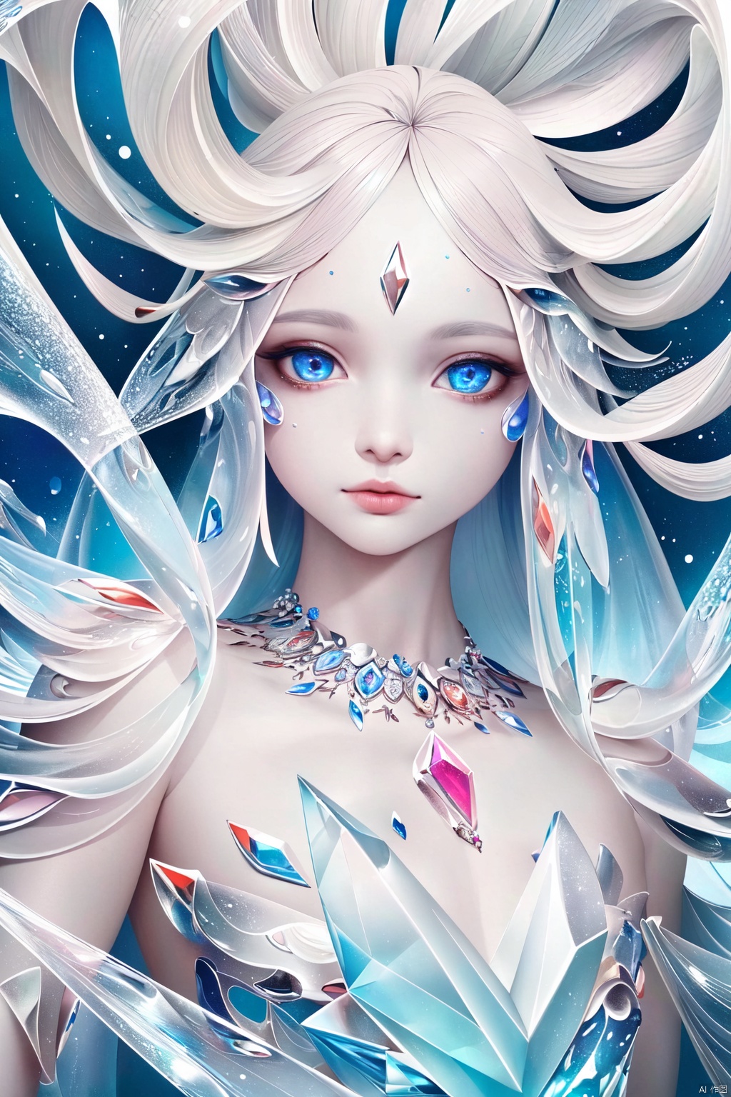 (masterpiece),(best quality),(super fine illustration),(beautiful and detailed eyes),{very detailed light},{painting},{{very fine 8K CG wallpaper}},anime,1girl,solo,beautiful detailed ice,beautiful detailed water,ice palace,galaxy,gem,jewelry,necklace,yaomo<lora:EMS-378912-EMS:1.000000>