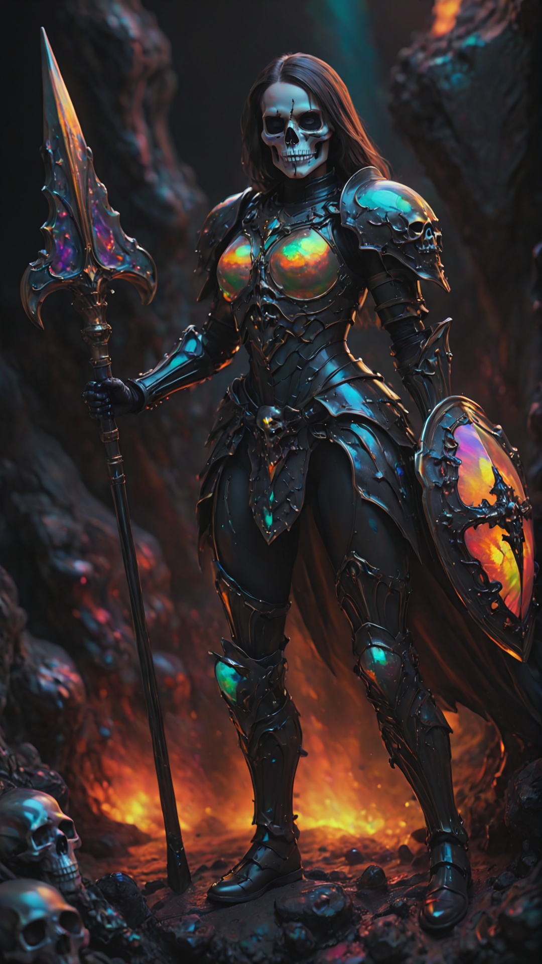 a Spanish female hell guard crusader,  production cinematic character,  skull style on Tensor.Art