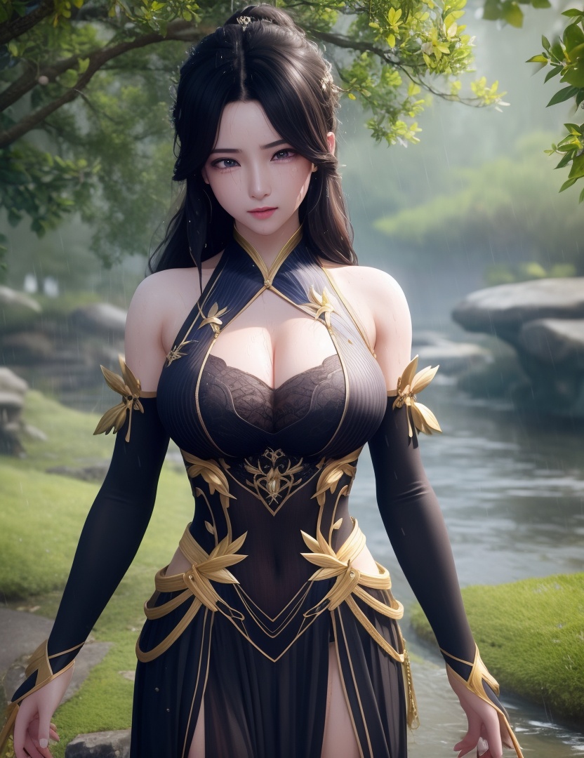 <lora:514-DA-万古狂帝-柳妃:0.8>(,1girl, ,best quality, ),looking at viewer,  ,,ultra detailed background,ultra detailed background,ultra realistic 8k cg,  ,masterpiece, (( , )), ultra realistic 8k cg, ,   crying with eyes open,    ,eyelashes,magic,hydrokinesis,sweat, wet, rain, ,       (cleavage), (),