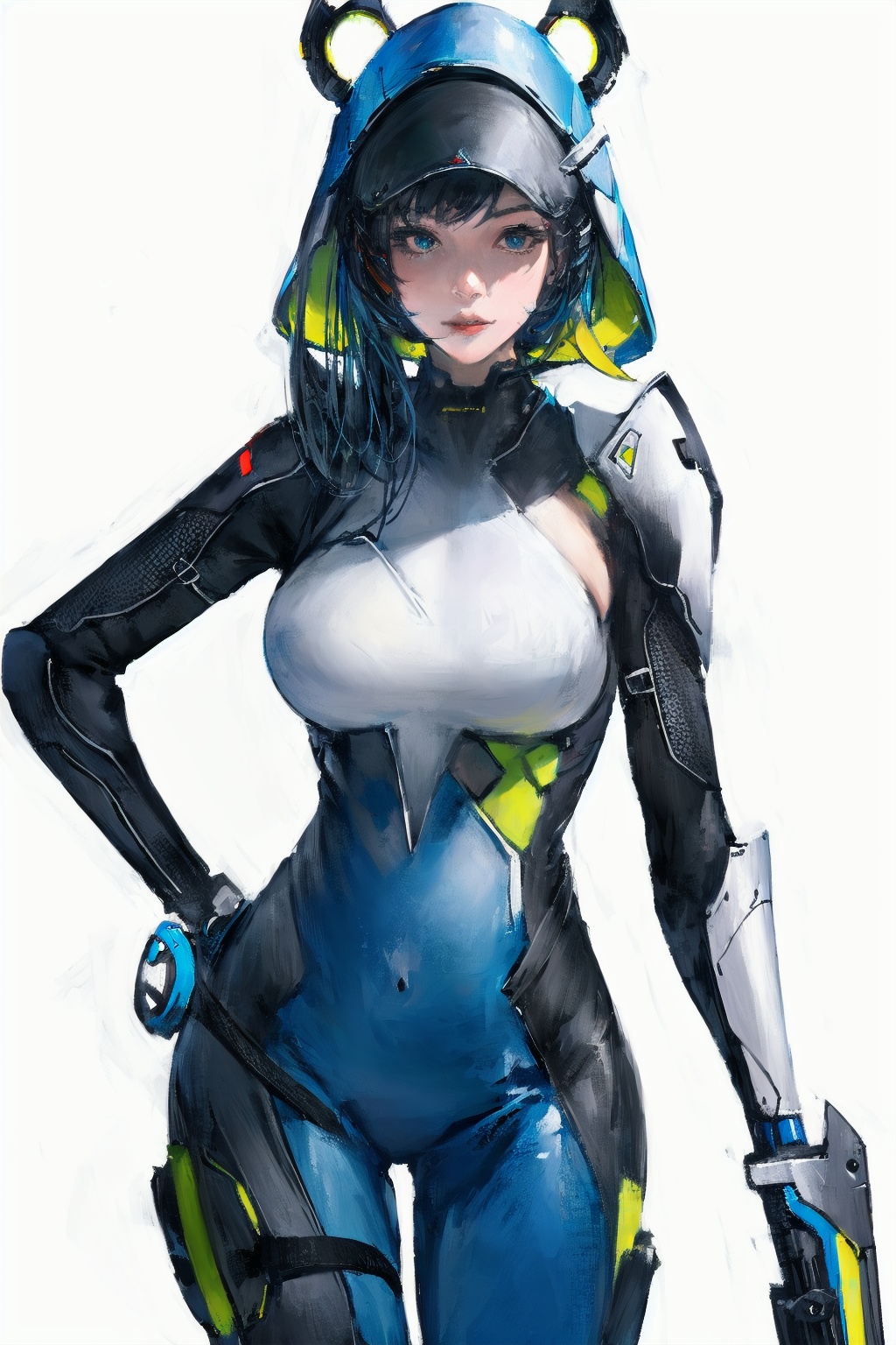 (1girl,solo,)white background,looking at viewer,simple background, Game character, original design, 