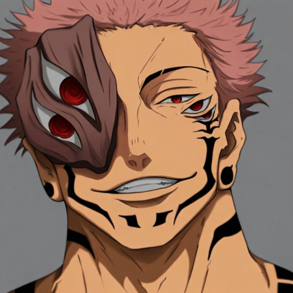 ryomen_sukuna_heian,  sukuna_mask,  red eyes on Tensor.Art