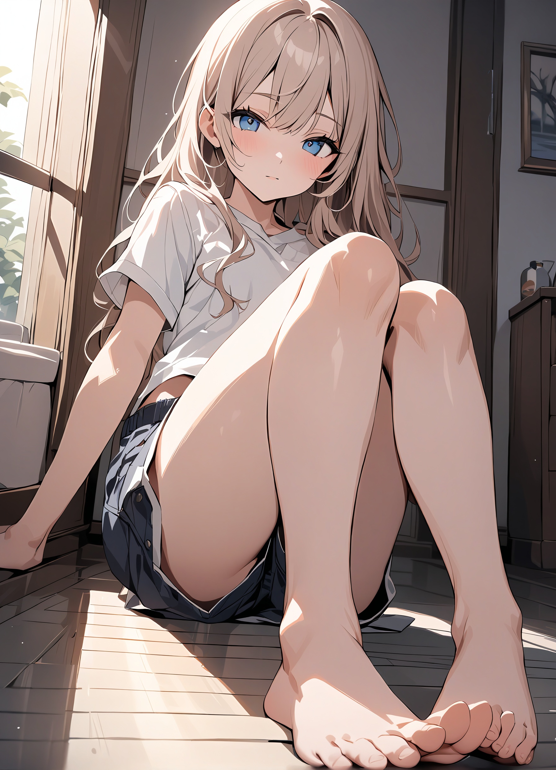 masterpiece,  best quality,  portrait photo of a 18 years old j-pop girl sitting on the floor on Tensor.Art