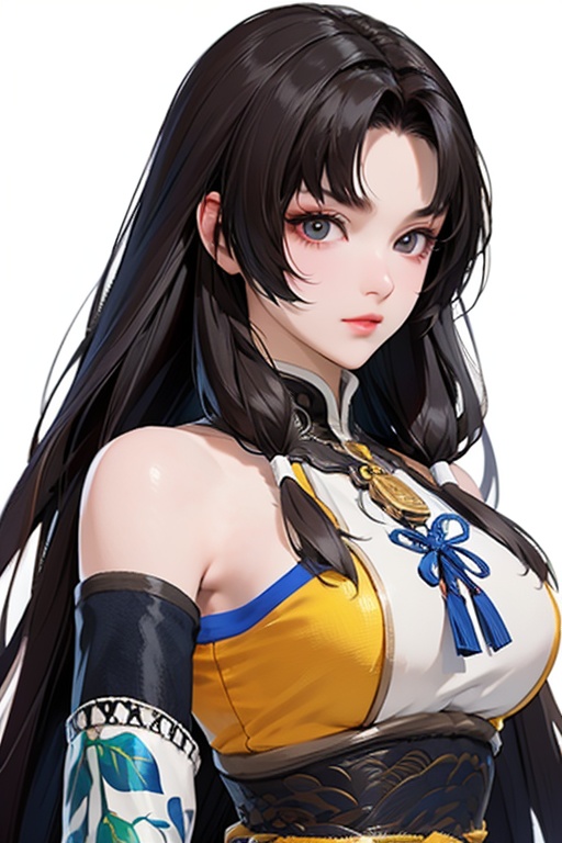 front view,(white background:1.2),hutao,breasts,upper body,looking at viewer,1girl,solo,closed mouth,Best quality,masterpiece,ultra high res,<lora:hutao1rhuazhi:0.75>,