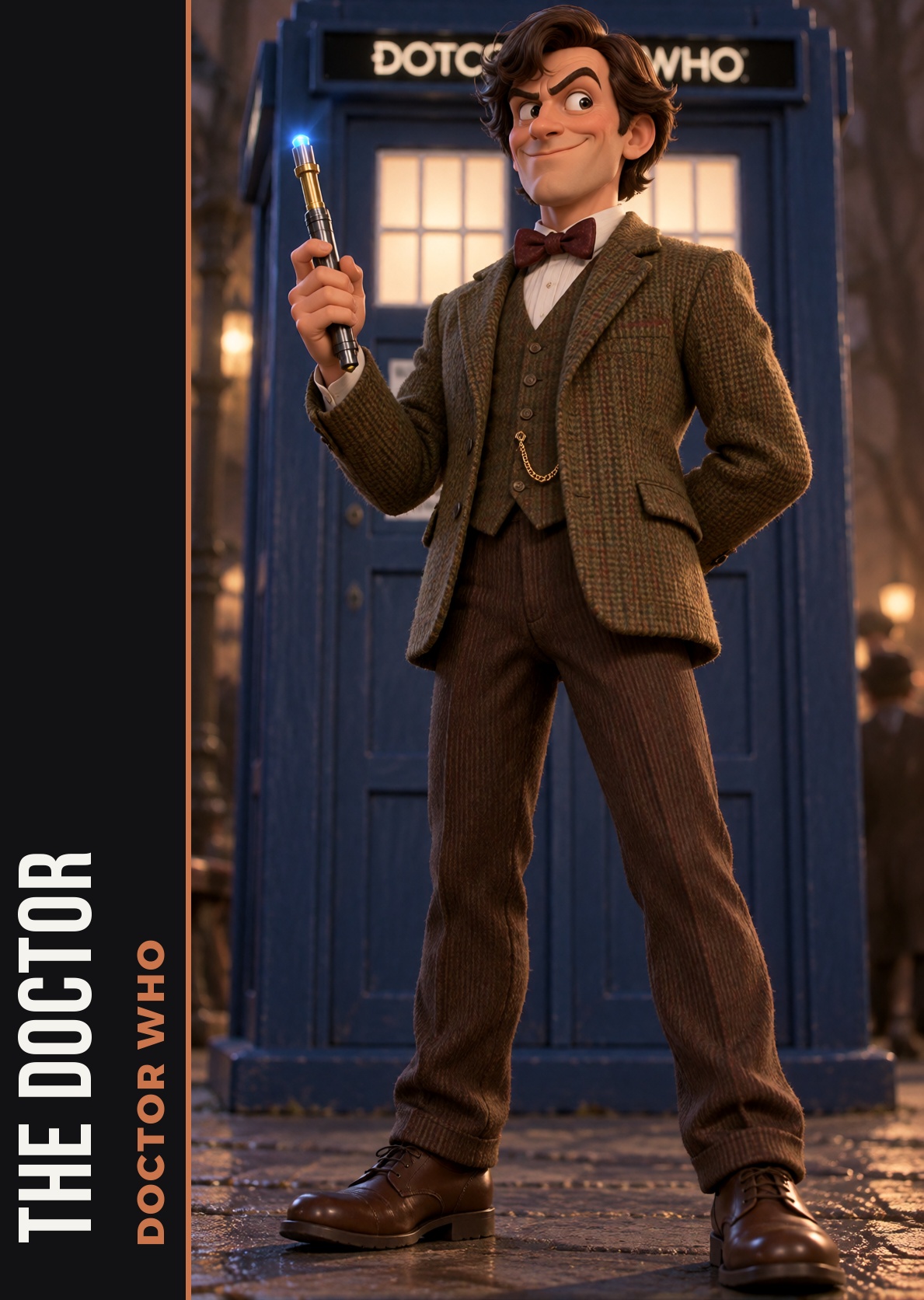 realfig,  the Doctor from Doctor Who in a tweed jacket and bow tie with a sonic screwdriver,  full body on Tensor.Art