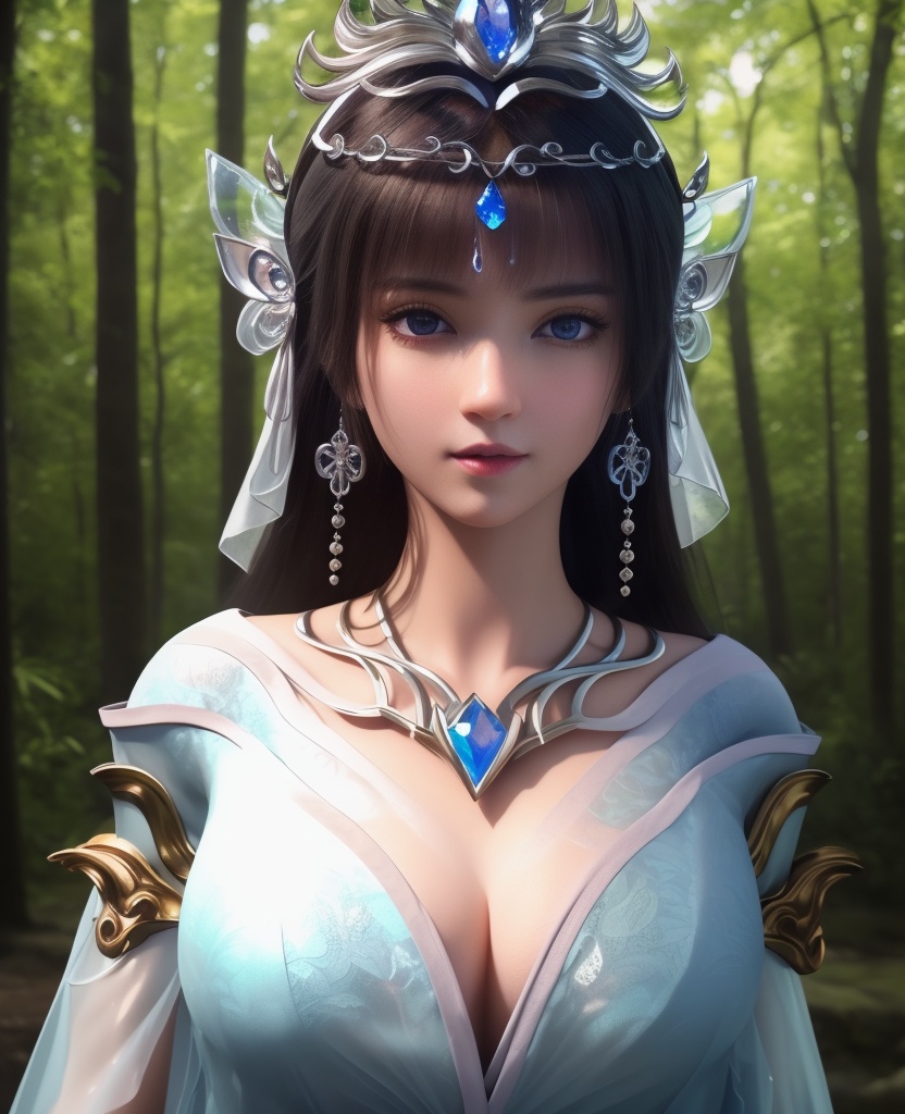 <lora:568-DA-星辰变-姜妍:0.8>(,1girl, ,best quality, ),looking at viewer,  ,ultra detailed background,ultra detailed background,ultra realistic 8k cg,(masterpiece:1.2),(best quality:1.2),(ultra detailed:1.2),(official art:1.3),(beauty and aesthetics:0.8),detailed,(intricate:0.8),(highly detailed),(solo),delicate countenance,1girl,fancy,(glassy texture:1.2),(crush:1.2),8k,accessory,tattoo,(transparent:1.1),gown,energy encirclement,instant,in the twinkling of an eye,upper body,woman in a mythical forest, masterpiece, perfect face, intricate details, horror theme, raw photo, photo unp(cleavage),,