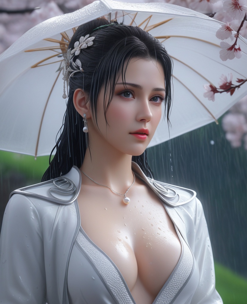 <lora:576-DA-XL-斗破苍穹-云韵-白服:0.6>(,1girl, ,best quality, ),looking at viewer, ,ultra detailed 8k cg, ultra detailed background,  ultra realistic 8k cg,          cinematic lighting, cinematic bloom, (( , )),,  , unreal, science fiction,  luxury, jewelry, diamond, pearl, gem, sapphire, ruby, emerald, intricate detail, delicate pattern, charming, alluring, seductive, erotic, enchanting, hair ornament, necklace, earrings, bracelet, armlet,halo,masterpiece, (( , )),, realistic,science fiction,mole, ,cherry blossoms,(((, , ultra high res, (photorealistic:1.4), raw photo, 1girl, wet clothes, rain, sweat, ,wet, )))(( large breasts,nude, vaginal,  ))   (cleavage), (),