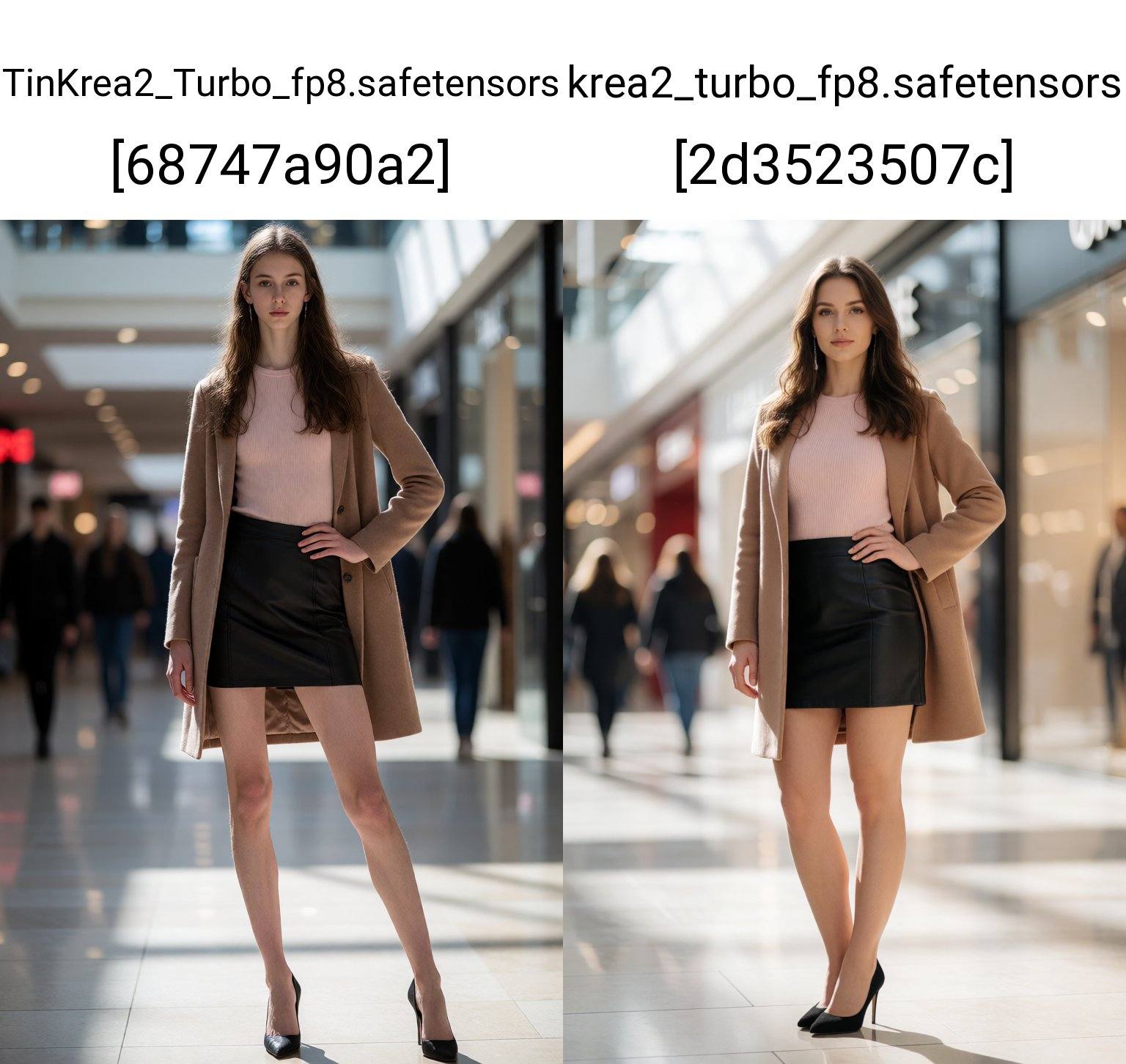 A young Caucasian woman,  appearing to be in her early twenties,  stands in the center of a brightly lit shopping mall. Sh...