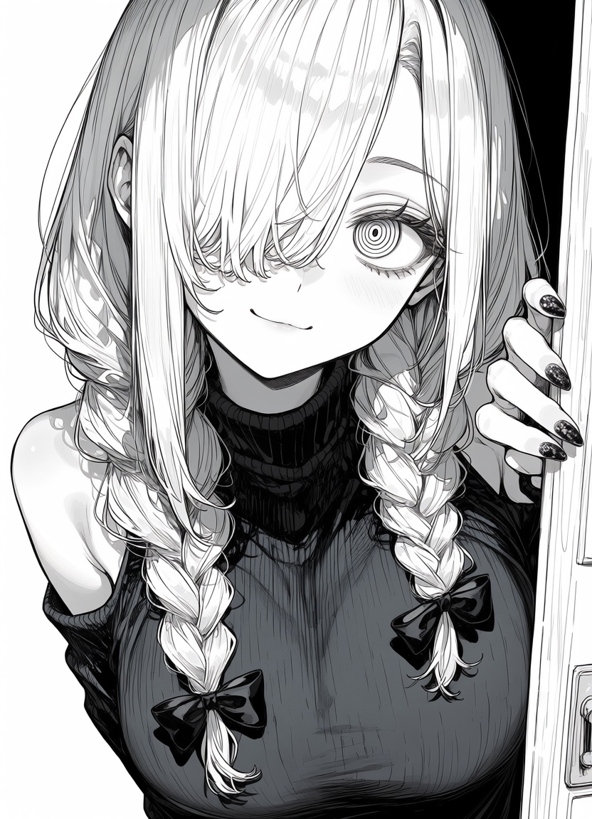 1girl,  monochrome,  solo on Tensor.Art