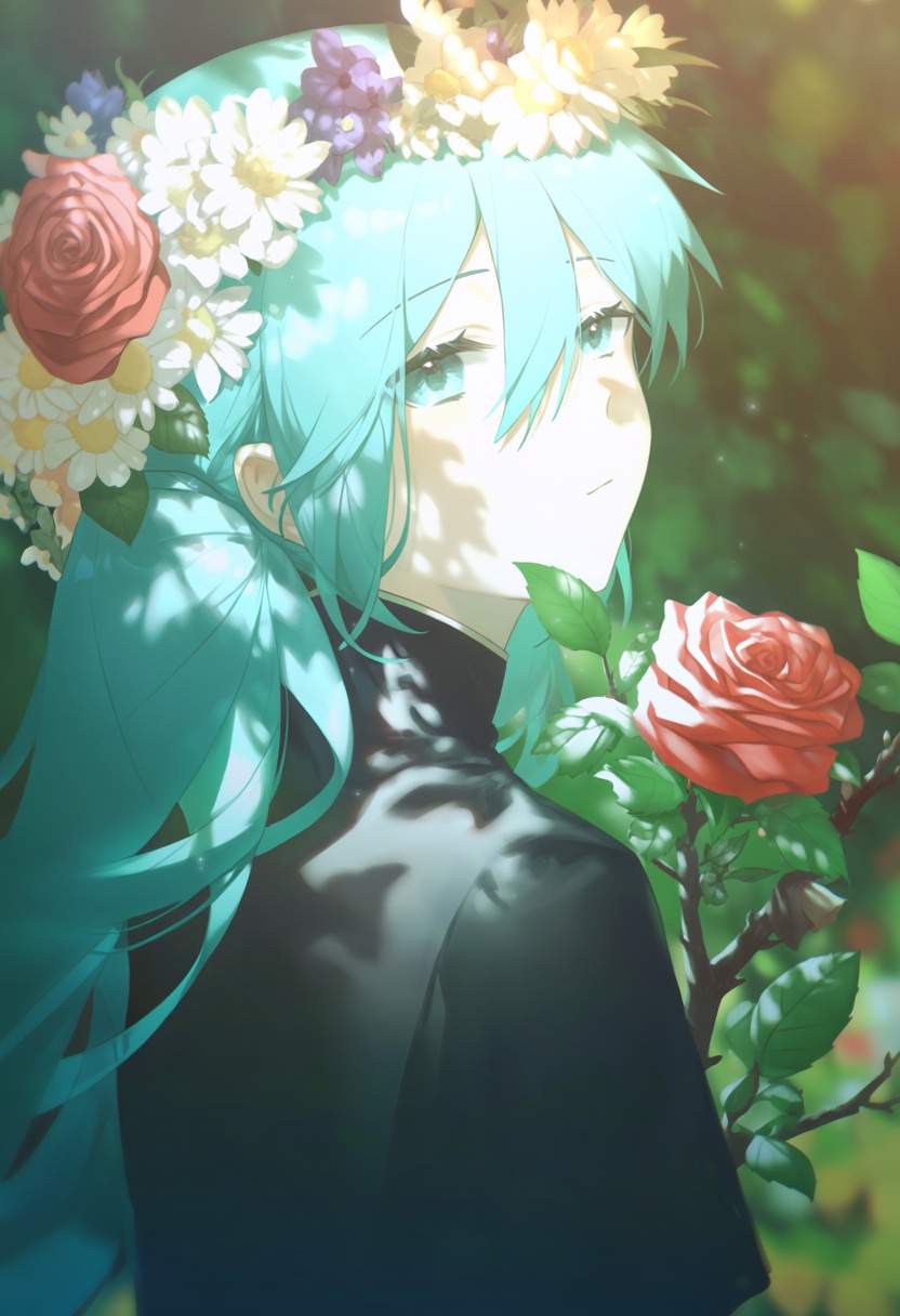 1girl,  solo,  flower on Tensor.Art