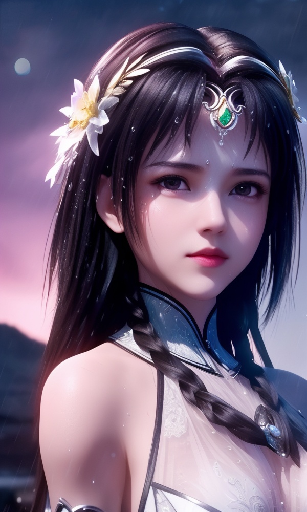 <lora:406-DA-太一剑仙传-钟灵秀:0.8> ,(,1girl, ,best quality, ),looking at viewer, ,ultra detailed 8k cg, ultra detailed background,  ultra realistic 8k cg,          cinematic lighting, cinematic bloom, (( , )),,  , unreal, science fiction,  luxury, jewelry, diamond, pearl, gem, sapphire, ruby, emerald, intricate detail, delicate pattern, charming, alluring, seductive, erotic, enchanting, hair ornament, necklace, earrings, bracelet, armlet,halo,masterpiece, (( , )),,  ,cherry blossoms,(((, night,night sky,,  ultra high res, (photorealistic:1.4), raw photo, 1girl, , rain, sweat, ,wet, )))(( , ))   (()), (),