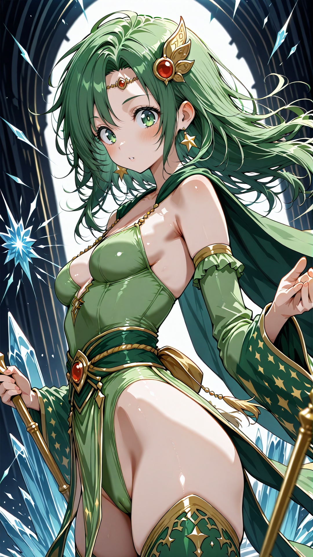rydia,  green hair,  long hair on Tensor.Art