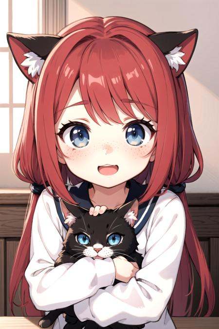 a beautiful anime girl,  red hair,  freckles on Tensor.Art