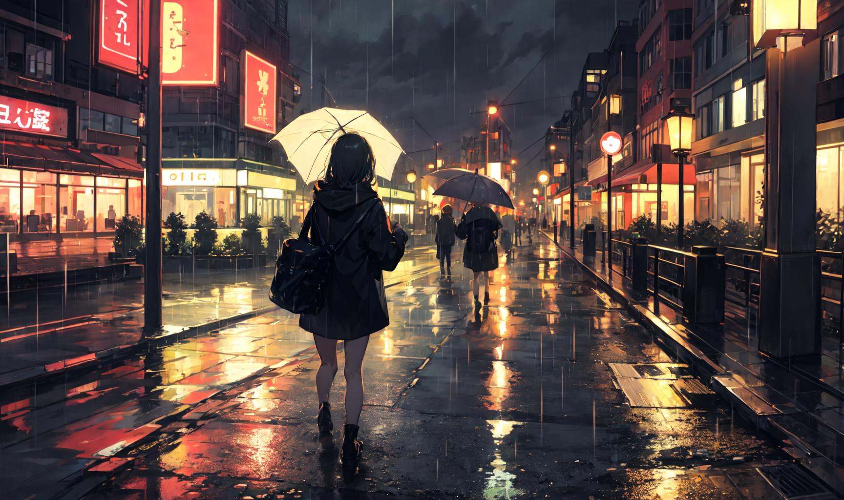 rain,night city