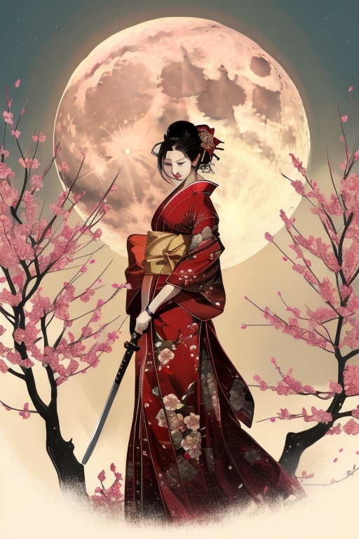 japanesebrush art 1girl,  solo,  black hair on Tensor.Art