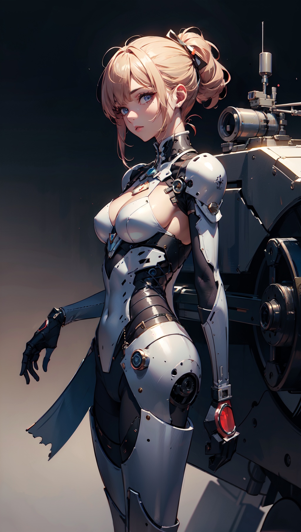 reelmech,  woman looking at viewer,  black background on Tensor.Art