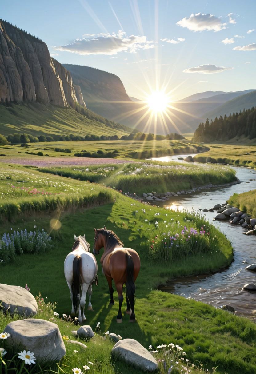 grass,  wet grass,  valley on Tensor.Art