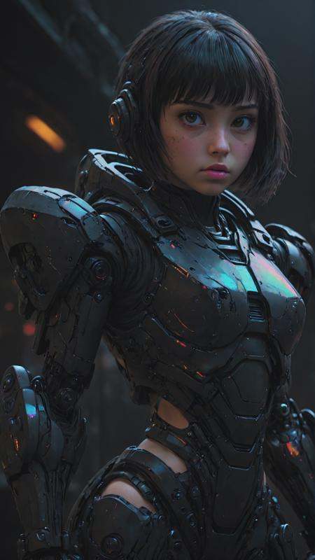 a girl in the dark,  mecha,  sci-fi armor on Tensor.Art