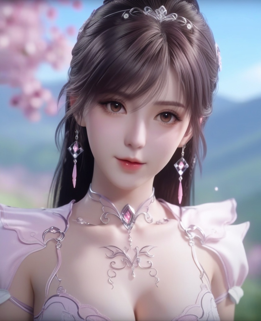 <lora:595-DA-XL-斗罗大陆-小舞-神界服装:0.8>(,1girl, ,best quality, ),looking at viewer,  ,ultra detailed background,ultra detailed background,ultra realistic 8k cg,, ,masterpiece, (( , )),, ,   ,   cure blossom,  ,,  (cleavage), (), ,, 