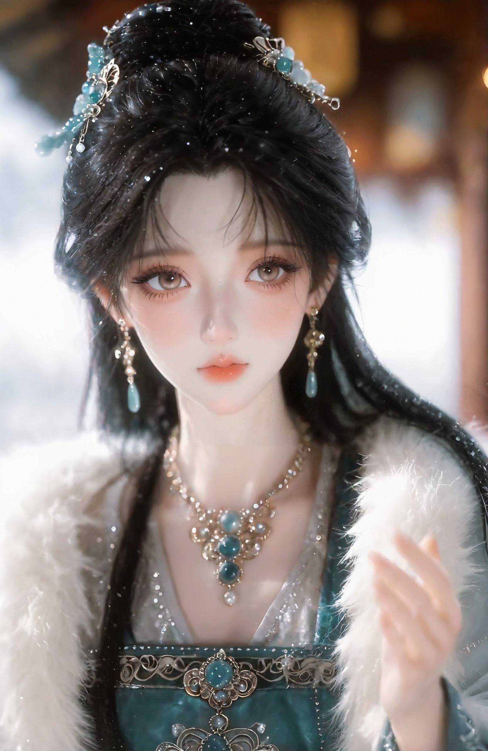 YY Anime style,  This is a highly detailed digital artwork of a young woman with a porcelain-like,  fair complexion. She h...