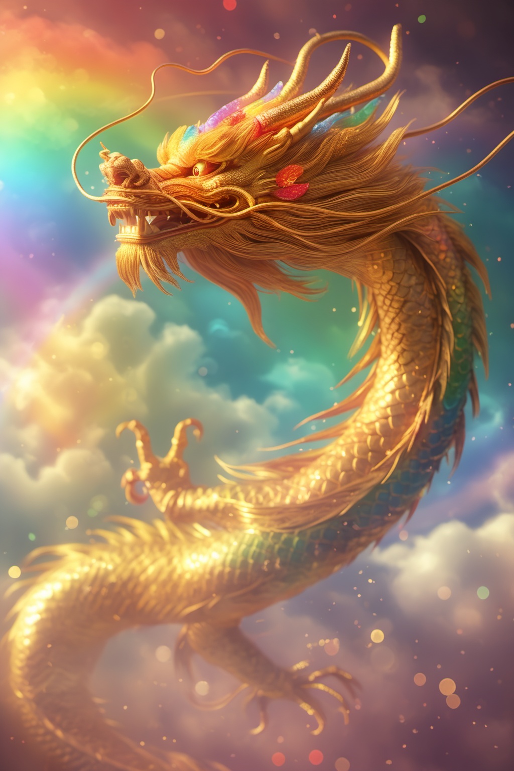 chinese dragon,rainbow,sky,XCJL 