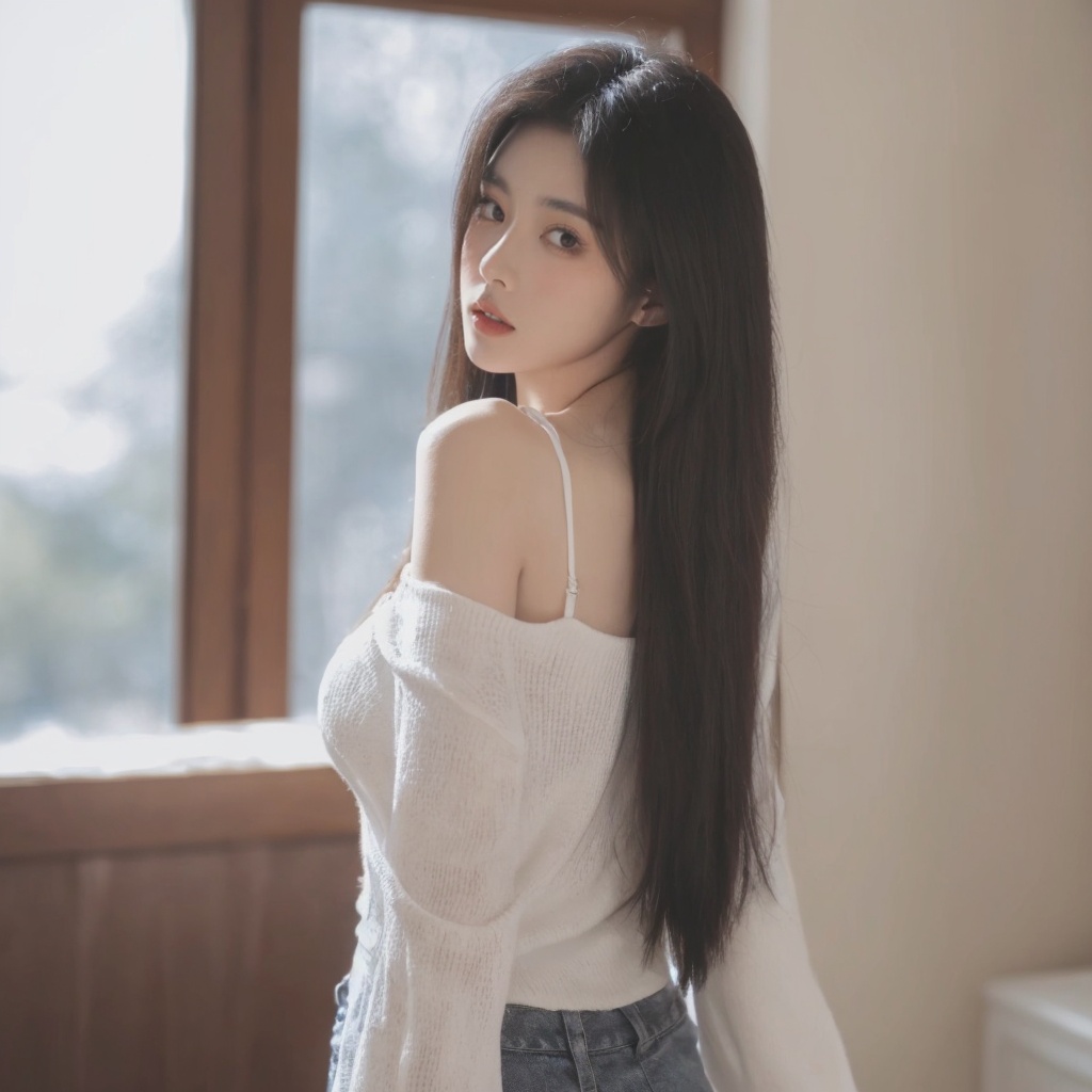 1girl,arms_behind_back,bare_shoulders,black_hair,blurry,blurry_background,blurry_foreground,breasts,brown_eyes,collarbone,cowboy_shot,depth_of_field,heart,jewelry,lips,long_hair,looking_at_viewer,motion_blur,necklace,off_shoulder,parted_lips,photo_\(medium\),pov,pov_hands,shorts,solo_focus, <lora:sifang_20231118123505:0.6>