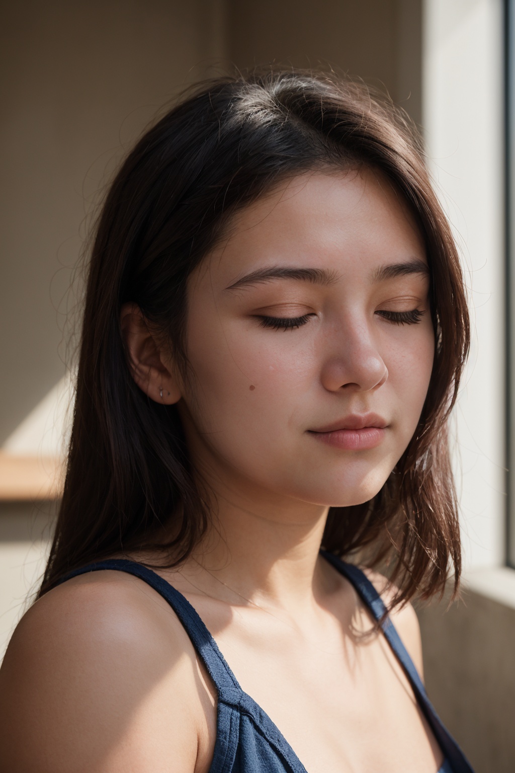 photo of a 18 year old girl,  closed eyes,  facing viewer on Tensor.Art