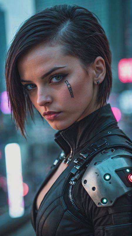 RAW photo,  a Cyberpunk girl,  sharp focus on Tensor.Art
