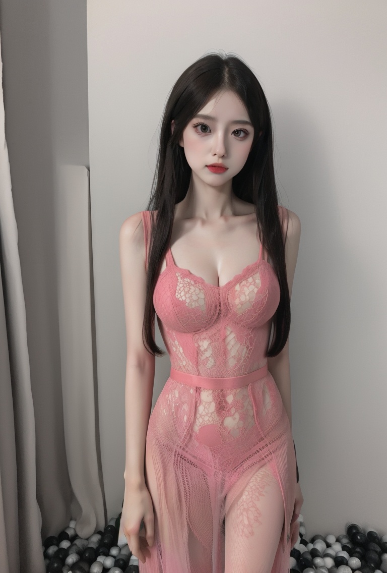(masterpiece, best quality:1.4),finely detailed,1girl,solo,pale skin,perfect body,standing,(medium breasts:1.2),(cowboy_shot:1.2),<lora:killer透视镂空一体网袜战衣v1.0-000008:0.8>,dress,pantyhose,