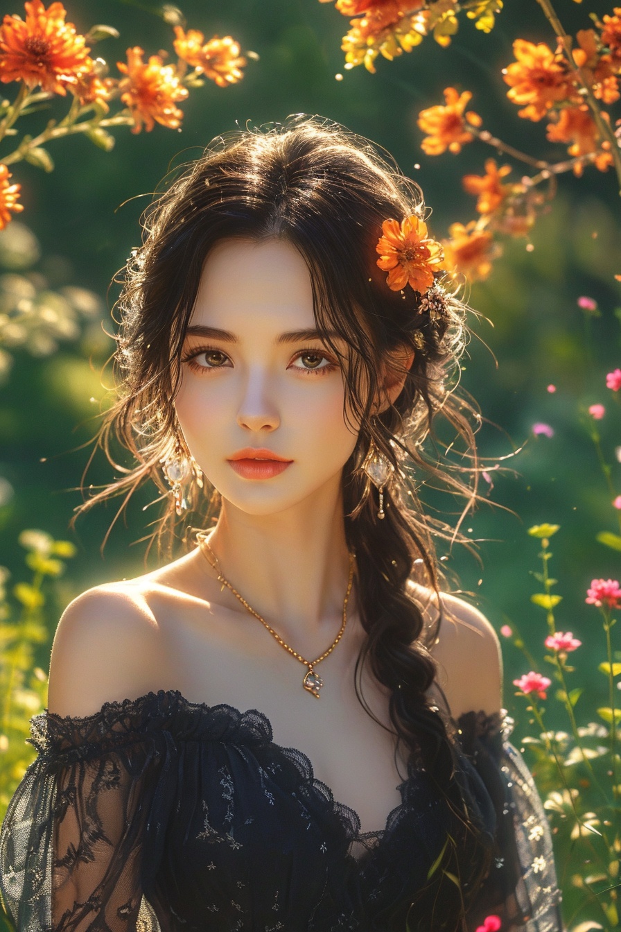 anchemixgirlr,1girl,black hair,jewelry,looking at viewer,solo,upper body,best quality,masterpiece,original,best quality,highly detailed,