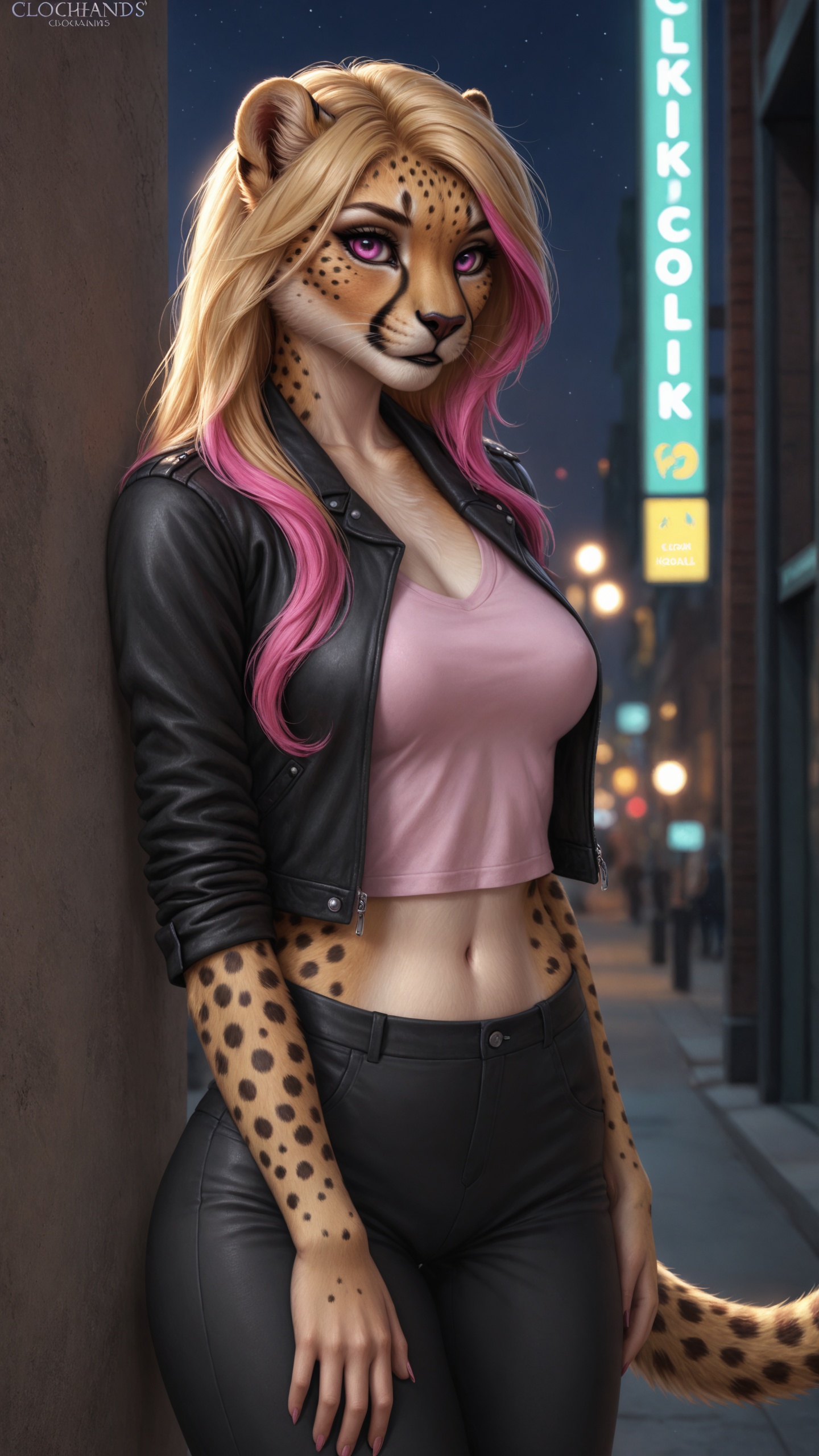 female,  blonde hair with pink highlights, on Tensor.Art