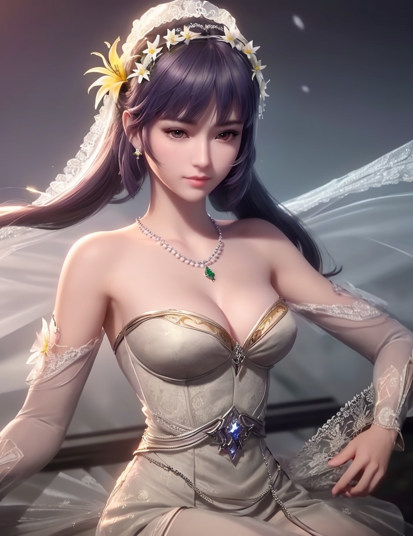 ultra realistic 8k cg, picture-perfect face, flawless, clean, masterpiece, professional artwork, famous artwork, cinematic lighting, cinematic bloom, perfect face, beautiful face, fantasy, dreamlike, unreal, science fiction,   lace, lace trim, lace-trimmed legwear,  (rich:1.4), prestige, luxury, jewelry, diamond, gold, pearl, gem, sapphire, ruby, emerald, intricate detail, delicate pattern, charming, alluring, seductive, erotic, enchanting, hair ornament, necklace, earrings, bracelet, armlet,halo((,1girl, pov,))  ((, 1girl, solo, star_\(symbol\),lily \(flower\),hair flower, dress, jewelry))<lora:DA_BaiChenXiang:0.6>