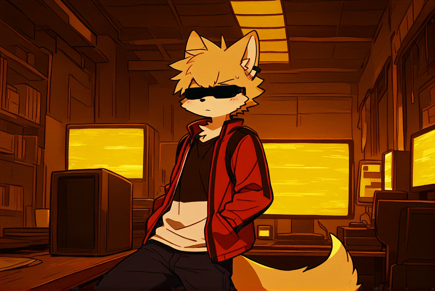 electronic pixel style,furry,1boy,<lora:Electronic pixel style（茗Akira）:0.6>,