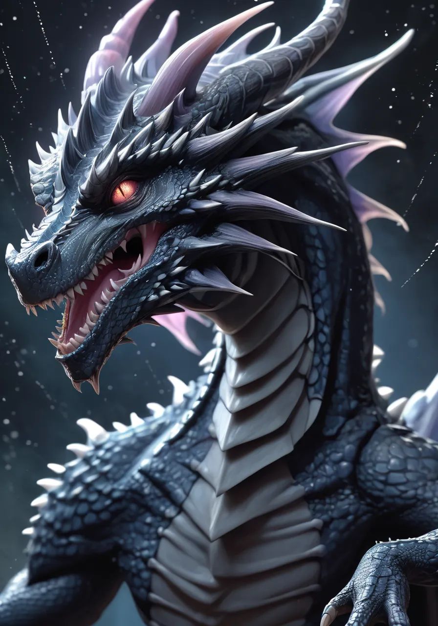 realistic,  DEEP DARK FANTASY dragon ,  wani wani panic on Tensor.Art