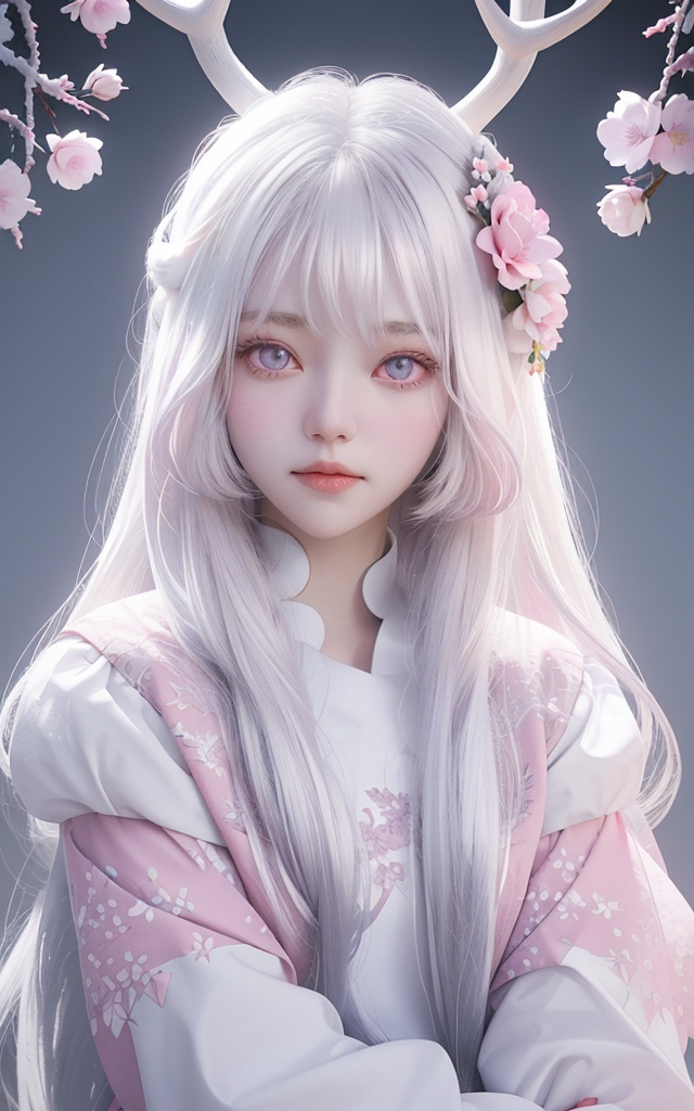 1girl,  She has snow-white skin,  long silver white hair on Tensor.Art