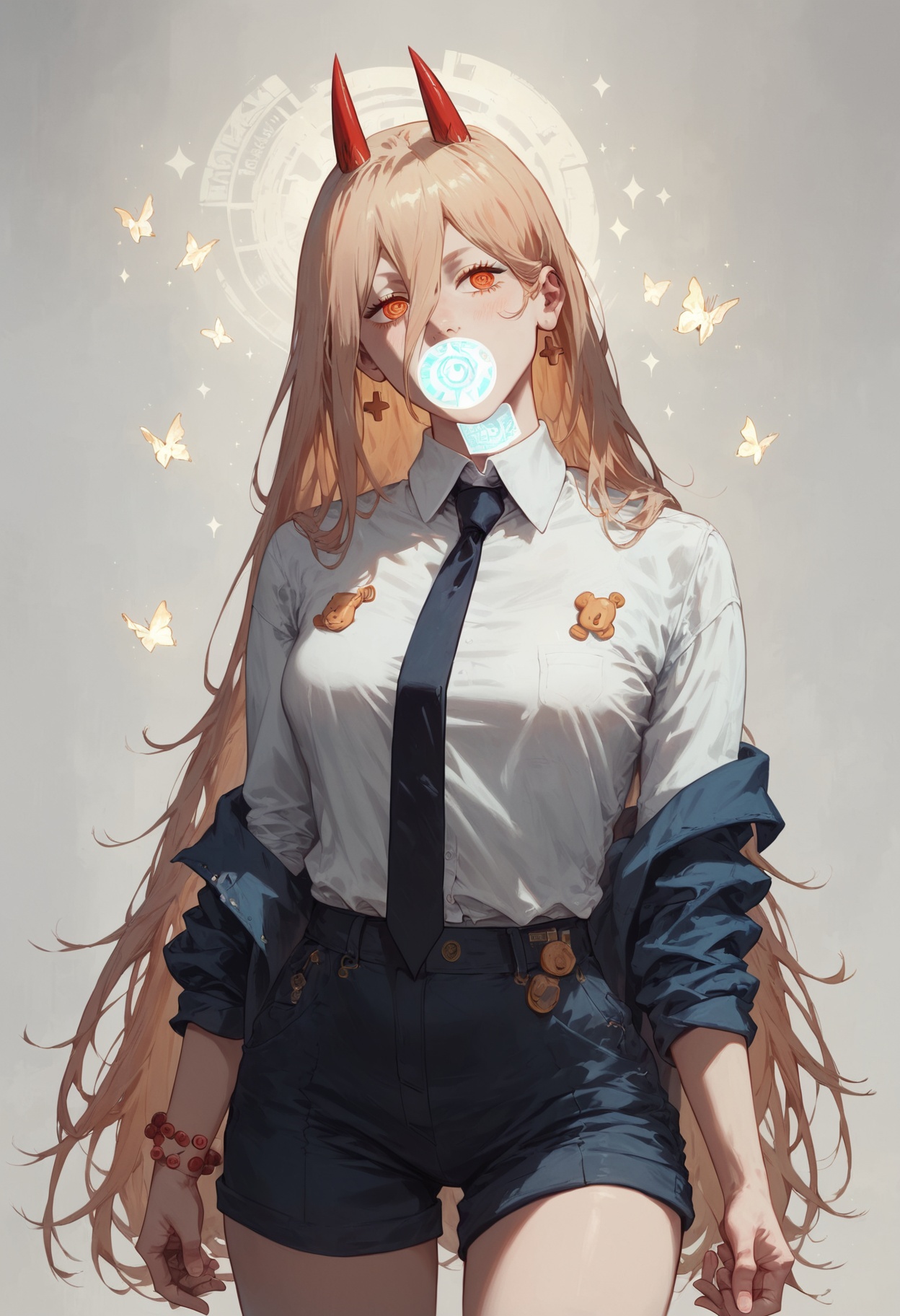 score_9, score_8_up, score_7_up, very Atmospheric, (masterpiece, enhanced quality fabulous colors, very Emergent, ) , 1girl, power \ (chainsaw man\) ,   <lora:Concept Art Twilight Style SDXL_LoRA_Pony Diffusion V6 XL:1>,<lora:Expressive_H:1>