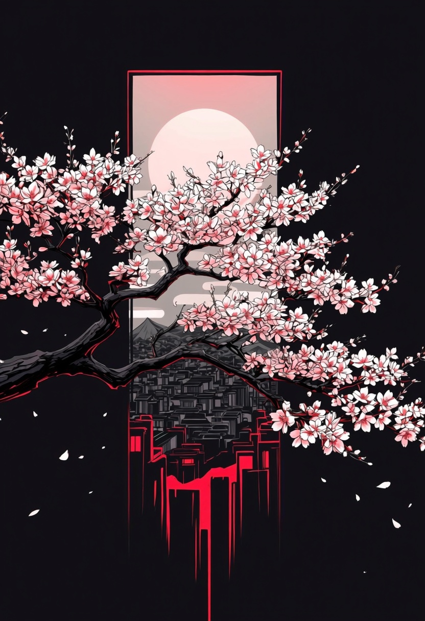 masterpiece,  best quality,  An artistic vertical illustration featuring a dark on Tensor.Art