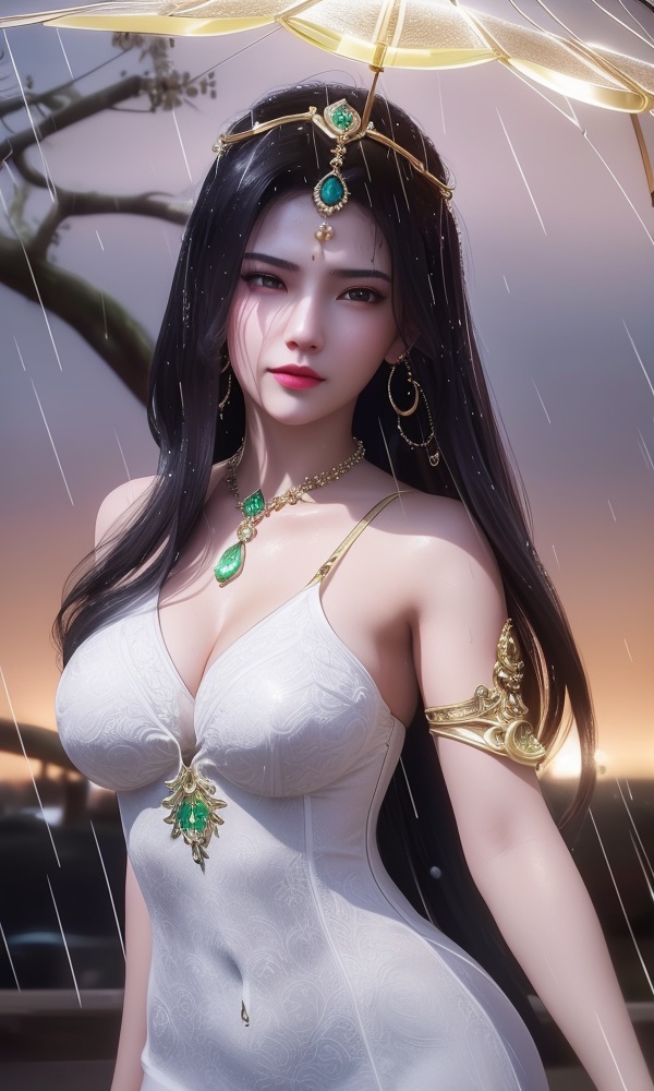 <lora:404-DA-仙逆-凤栾:0.8> ,(,1girl, ,best quality, ),looking at viewer, ,ultra detailed 8k cg, ultra detailed background,  ultra realistic 8k cg, flawless,  tamari \(flawless\), professional artwork, famous artwork, cinematic lighting, cinematic bloom, (( , )),, dreamlike, unreal, science fiction,  luxury, jewelry, diamond, pearl, gem, sapphire, ruby, emerald, intricate detail, delicate pattern, charming, alluring, seductive, erotic, enchanting, hair ornament, necklace, earrings, bracelet, armlet,halo,masterpiece, (( , )),, realistic,science fiction,mole, ,cherry blossoms,(((, , ultra high res, (photorealistic:1.4), raw photo, 1girl, wet clothes, rain, sweat, ,wet, )))(( , ))   (()), (), 