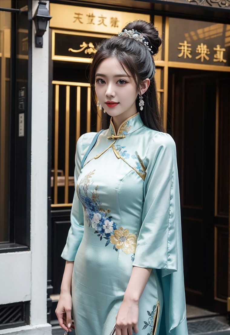 (masterpiece, best quality:1.4),finely detailed,1girl,solo,standing,<lora:killer衣服增减器:-1>,china_dress,
