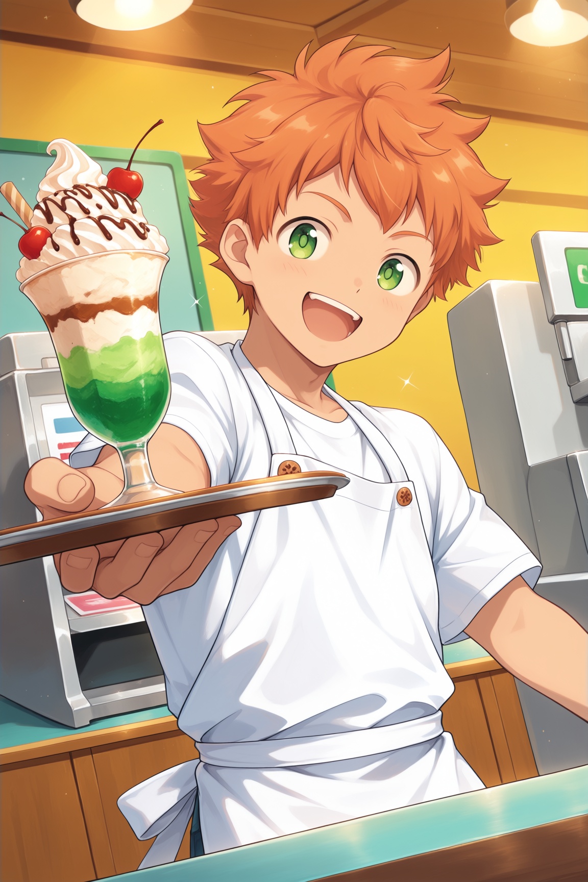 1boy,  solo,  short messy orange hair on Tensor.Art