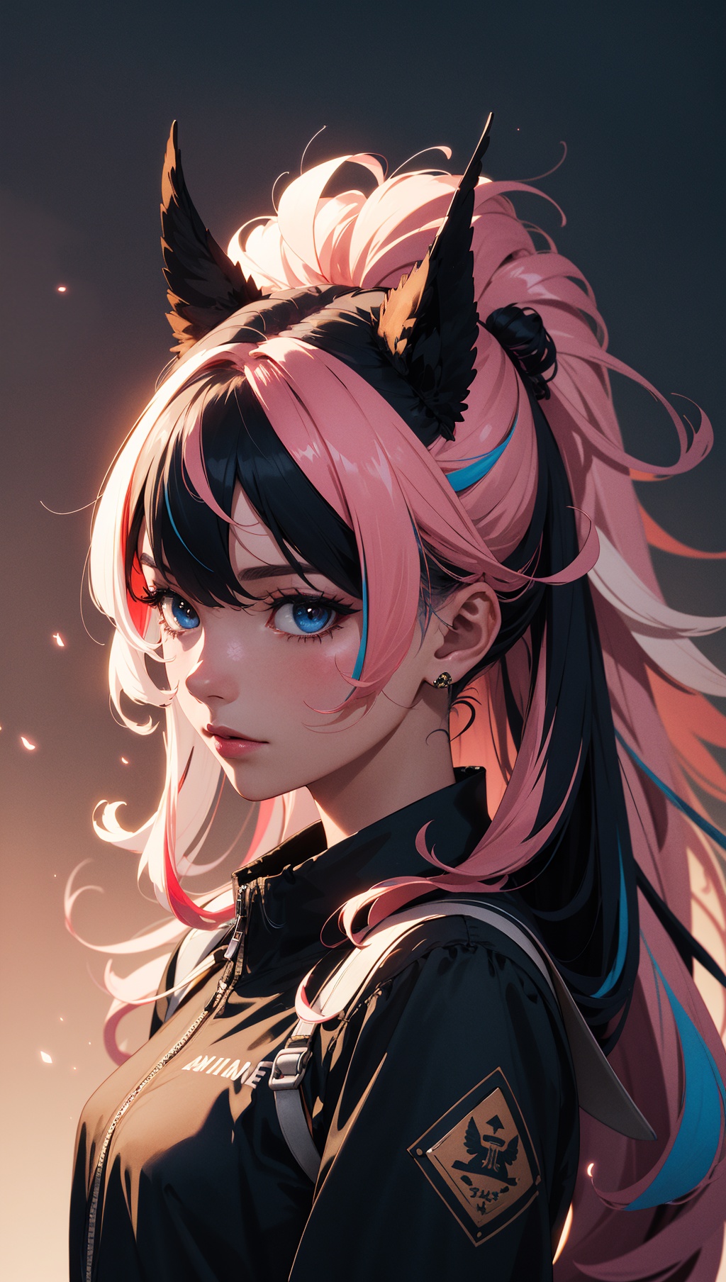 girl with really wild hair,  mane,  multicolored hairlighting on Tensor.Art