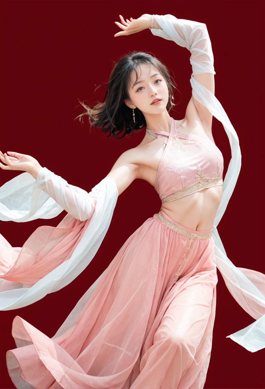 red background,  1girl,  solo on Tensor.Art