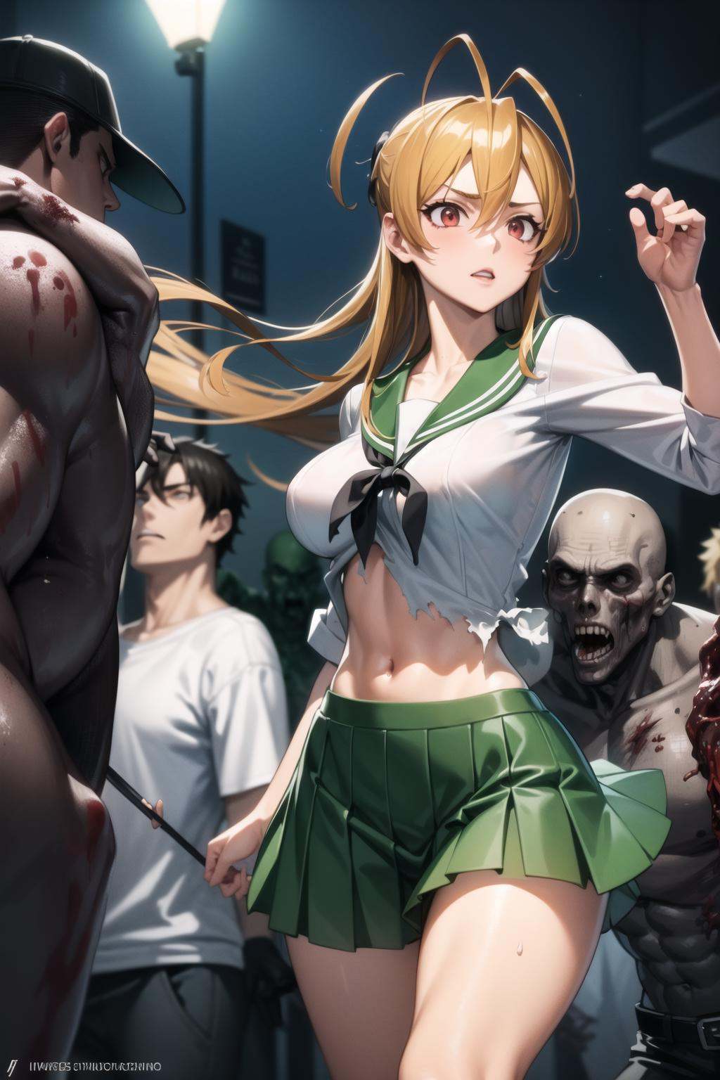 miyamoto rei,  school uniform,  torn clothes on Tensor.Art