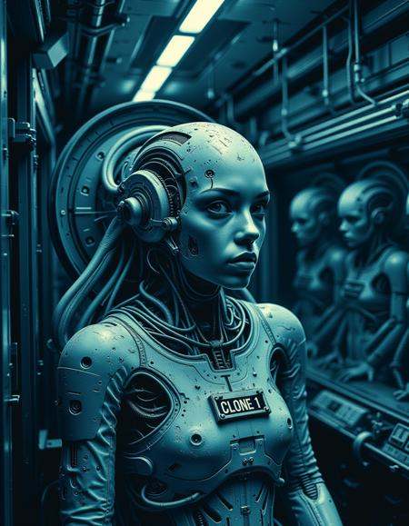 A clone,  still in its cryogenic chamber,  begins to awaken. The chamber is filled with a soft on Tensor.Art