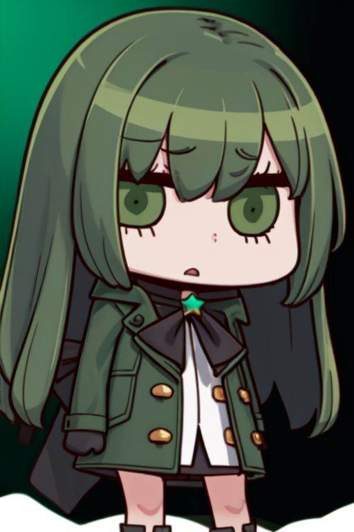 1girl,  dark green hair,  star-shaped hair on Tensor.Art